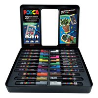 C4306 Set 20 Marker UNI Posca POP Colours, cutie metalica 6x PC-1M, 7x PC-3M, 7x PC-5M - LEG