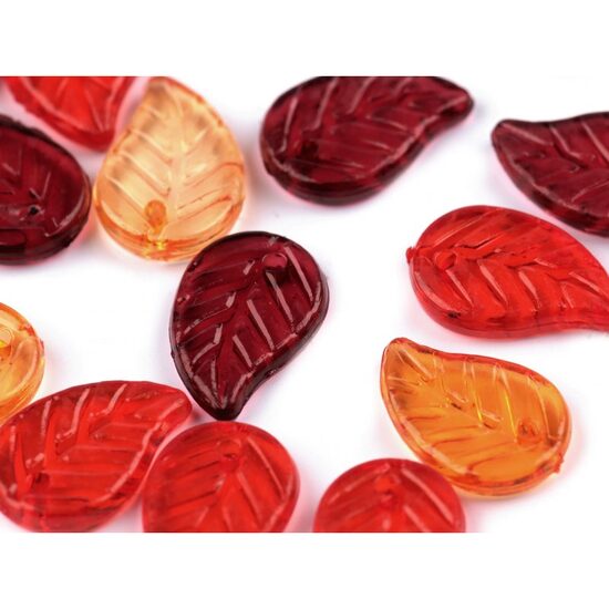 230486 - Set 10 gr Margele frunze rosii/portocali - STKL