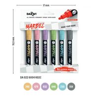 Set 6 markere Marbel 4mm,culori pastel - Darwi