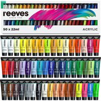 Set de vopsele acrilice Reeves – 50 de tuburi de 22 ml în culori vii variate