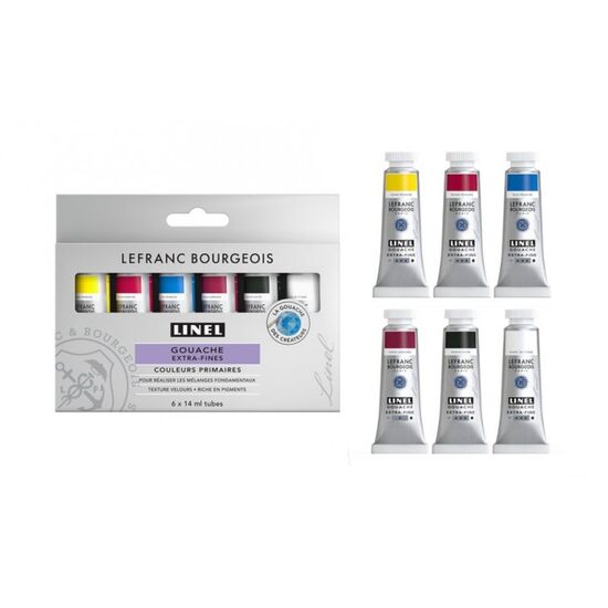 Set 6x14ml culori gouache primare Linel Extra Fine - Lefranc Bourgeois