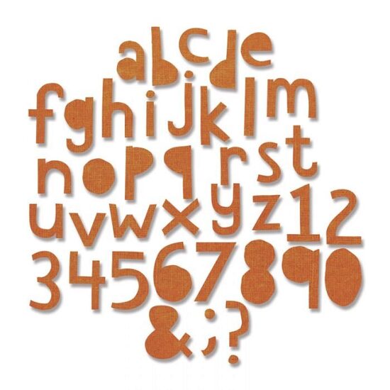 H - 663074 Set 102 cuttere Thinlits - Alphanumeric, Cutout Lower, 1.91 cm inaltime - Sizzix