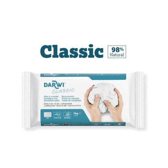 0396 - Pasta de modelat - Darwi Clasic 500 g - Culoare alba