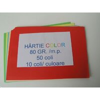 Hartie colorata A4, set 50 coli, 80 gr LIBR