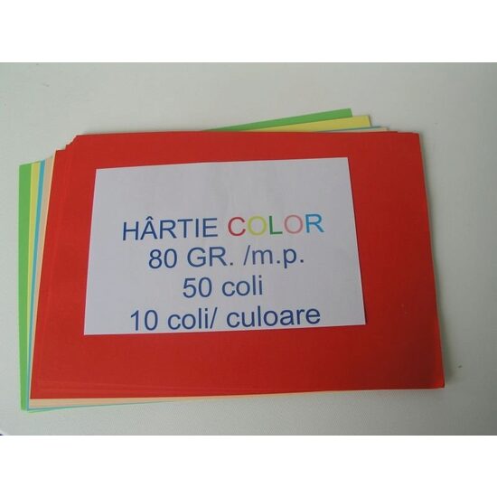 Hartie colorata A4, set 50 coli, 80 gr LIBR