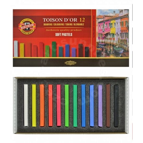 K8582-12 - Set 12 pasteluri cretate patrate - TOISON DOR
