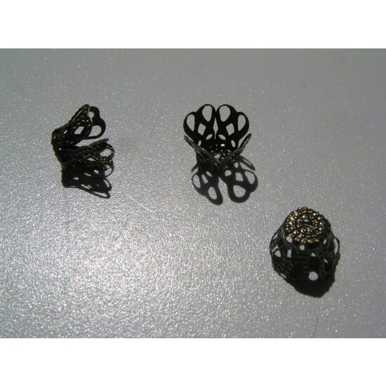1282B Set 20 capacel floricica, verde- bronz, 7 x 9 mm