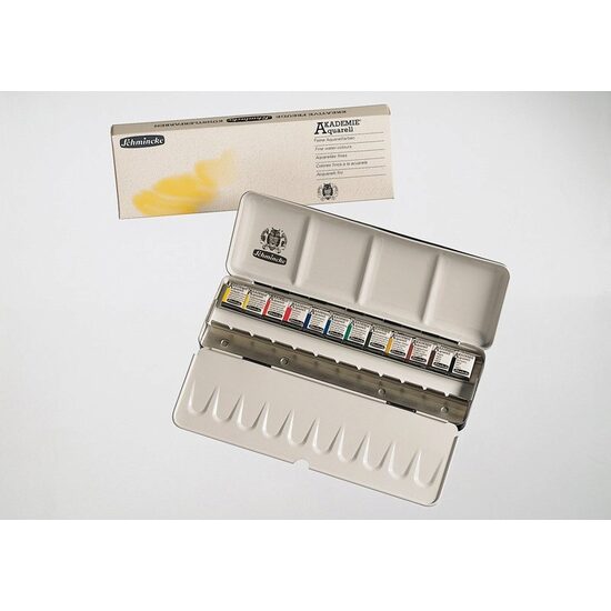 75412097 Set 12 acuarele Akademie cutie metalica - Schmincke