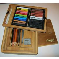 Set pastel + cutie din lemn de bambus - Conte a Paris