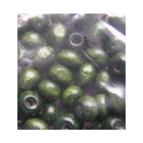 Margele lemn - 6407 - 10 gr, verde inchis