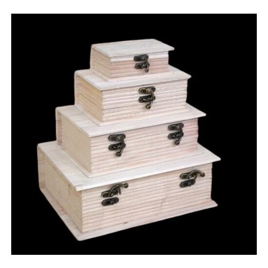 355072 Set 4 cutii de lemn tip carte - ANT-CH