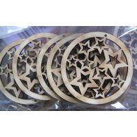 22851 Set 6 figurine lemn - nr 90 - pentru pictat - cerc cu stelute