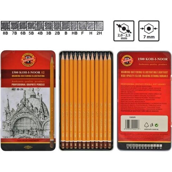 K1502-2 Set creioane grafit - ARTA 8B-2H - Koh-I-Noor