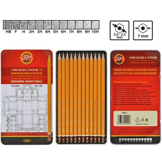 K1502-1 Set creioane grafit - TEHNIC HB-10H - Koh-I-Noor