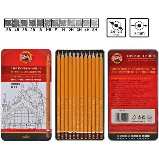 K1502-3 Set creioane grafit - GRAFICA 5B-5H - Koh-I-Noor