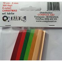 Set quilling 18cm-5mm-300fasii-6culori - Christmas