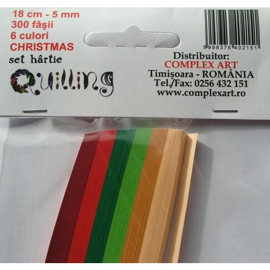 Set quilling 18cm-5mm-300fasii-6culori - Christmas