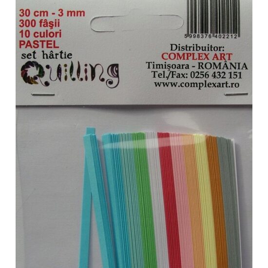 Set quilling 30cm-3mm-300fasii-10culori - Pastel