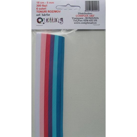 Set quilling 18cm-5mm-300fasii-6culori - Tonuri roz / mov