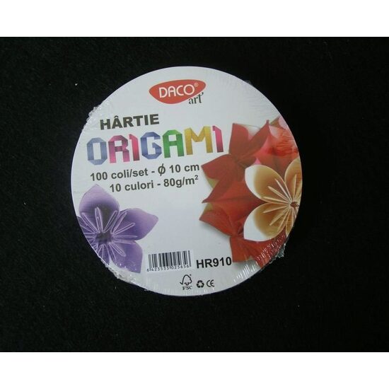HR910 - Hartie origami rotunda 10 cm - 100 coli - 10 culori - DACO
