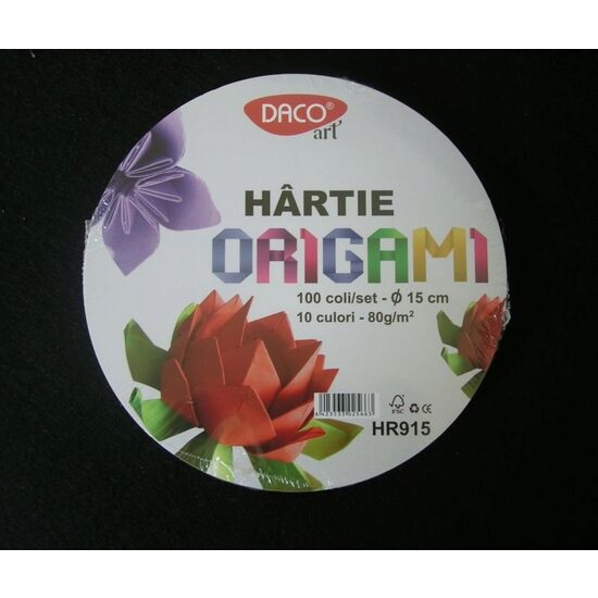 HR915 - Hartie origami rotunda 15 cm - 100 coli - 10 culori - DACO