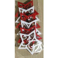 Set 6 figurine fetru - stele alb rosii dantelate - 23261 - Pentart
