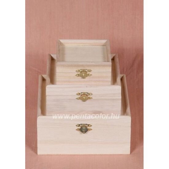 Set 3 cutii lemn 16.5x16.5x7.7cm - Pentart