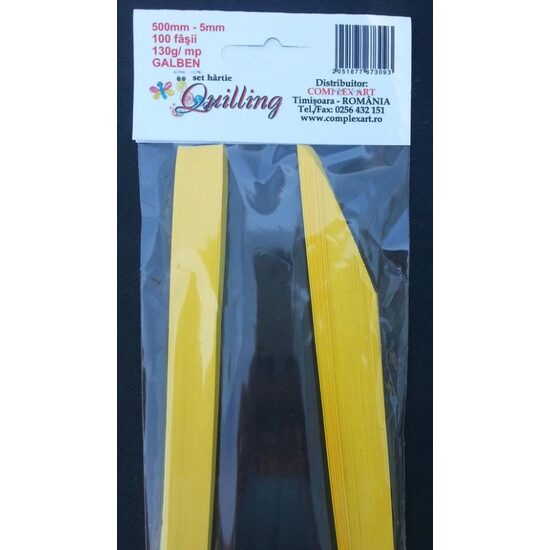 Hartie Quilling 500mm- 5mm-100 fasii - 130gr - GALBEN