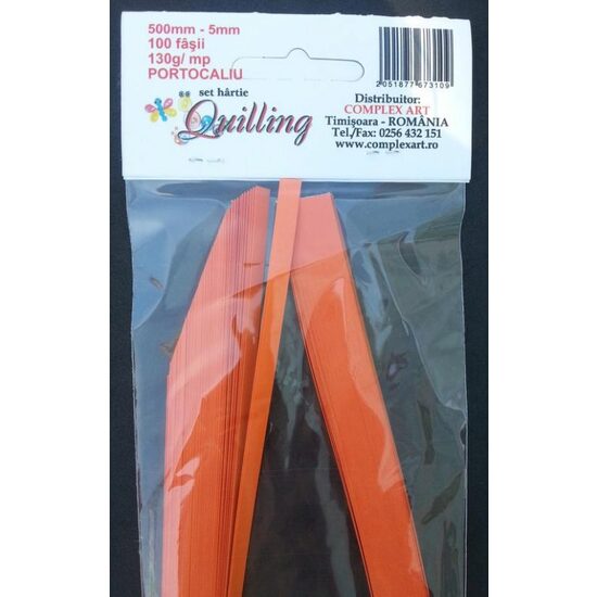Hartie Quilling 500mm- 5mm-100 fasii - 130gr - PORTOCALIU