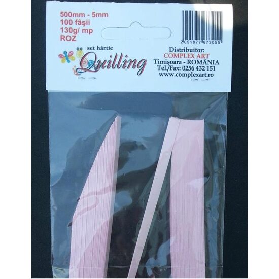 Hartie Quilling 500mm- 5mm-100 fasii - 130gr - ROZ