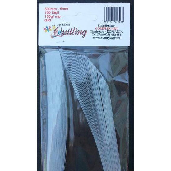 Hartie Quilling 500mm- 5mm-100 fasii - 130gr - GRI