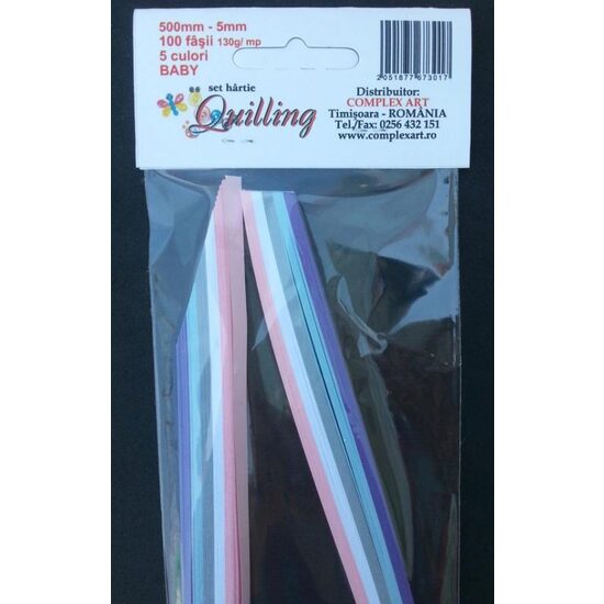 Hartie Quilling 500mm- 5mm-100 fasii- 5 culori - 130gr - BABY