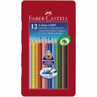 112413 Set 12 creioane colorate acuarela Grip 2001 cutie metal - Faber-Castell