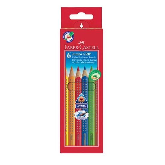 Set 6 creioane colorate acuarelabile Jumbo Grip - Faber-Castell