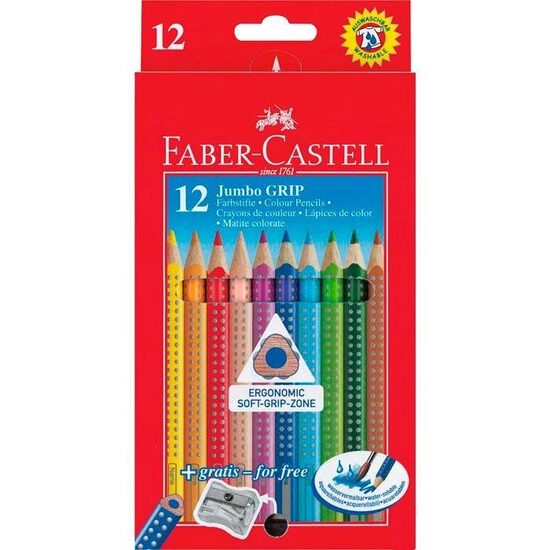 Set 12 creioane colorate acuarelabile Jumbo Grip - Faber-Castell