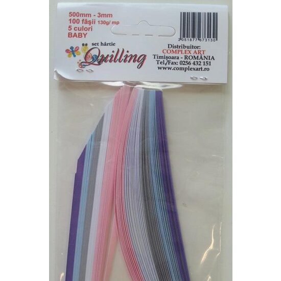 Hartie quilling 500mm-3mm-100 fasii, 130gr - BABY
