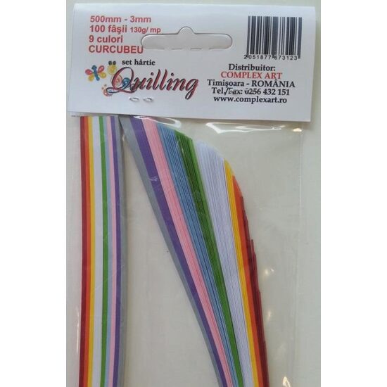 Hartie quilling 500mm-3mm-100 fasii, 130gr - CURCUBEU