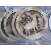 22874 Set 5 figurine lemn - nr.113 - pentru pictat - cerc cu reni