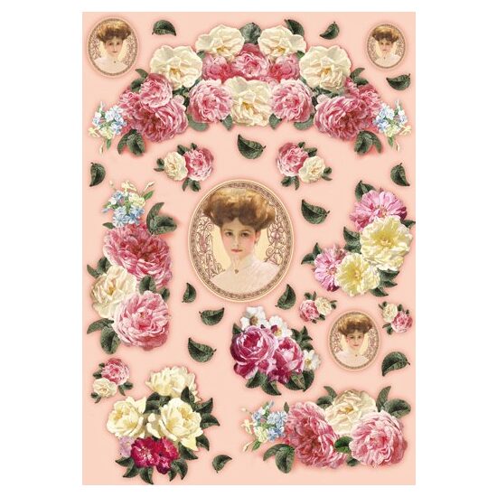 Hartie decoupage 80 gr, 50 x 70, Romantic lady - DFG327