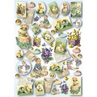 Hartie decoupage 80 gr, 50 x 70, - DFG362 - vintage easter