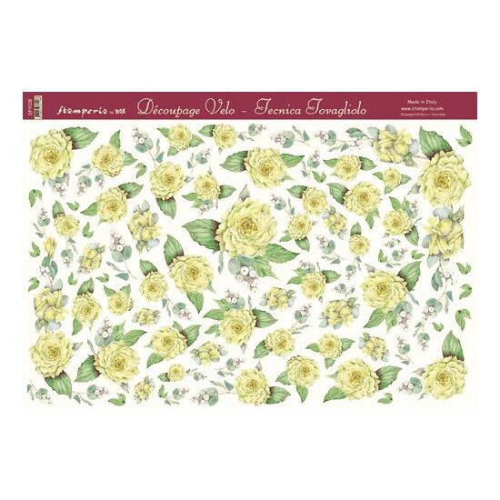 DFV122 - Hartie vello decupaj - 48 33.5 - Stamp. - yellow roses