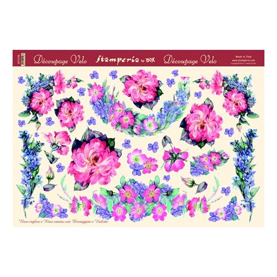 DFV148 - Hartie vello decupaj - 48 33.5 - Stamp. - Roses