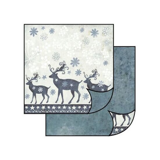 SBB089 - Hartie scrap booking - 31.2*30.3 - blue reindeers