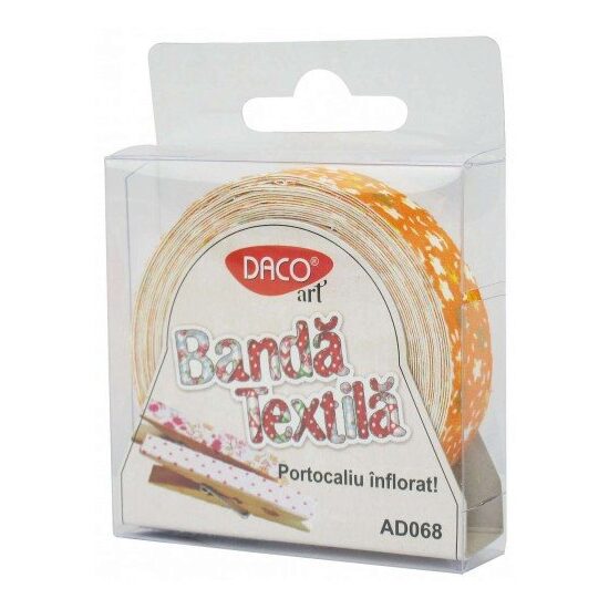 AD068 - Banda textila adeziva Portocaliu inflorat - Daco