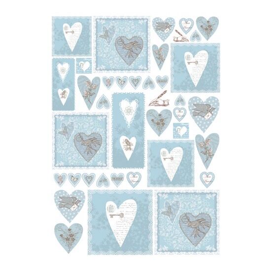 DFG370 - Hartie decoupage 80 gr, 50 x 70 - light blue hearts-DISC