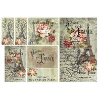 DFS197 - Hartie de orez Stamperia 48x33 cm Voyage en France