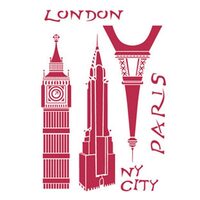 KSG247 - sablon Stamp - 21x29,7 London, Paris, NY