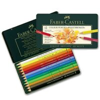 Set 12 creioane colorate Polychromos in cutie metalica - Faber Castell