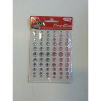 AD005- Accesorii Bling autoadezive 66buc/set-transparente/roz