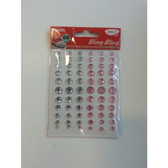 AD005- Accesorii Bling autoadezive 66buc/set-transparente/roz